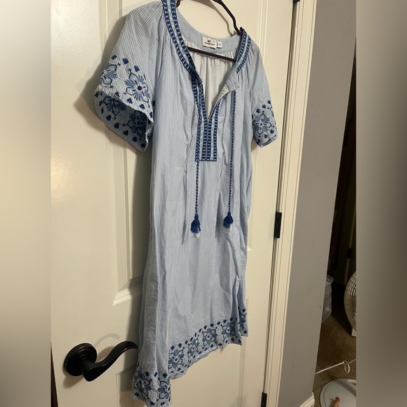 Vineyard Vines Sea Stripe Cotton Embroidered Peasant Dress Size XS (S fit) - Picture 4 of 10